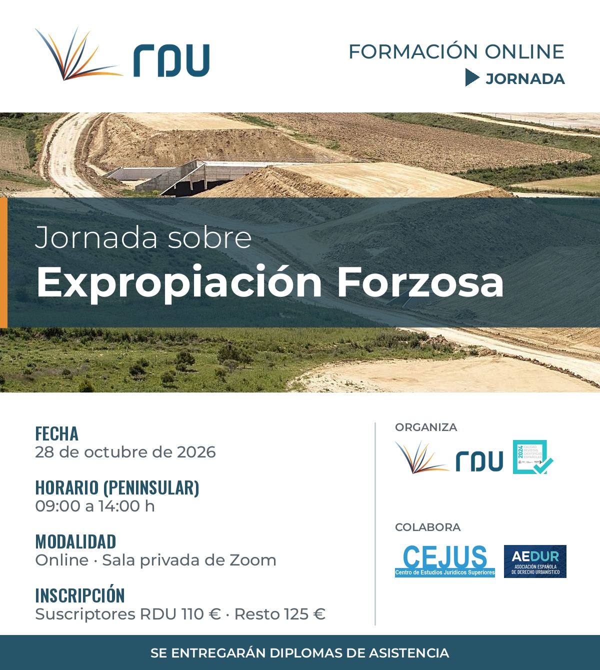 Jornada sobre Expropiación Forzosa – Formación online RDU, 28 de octubre de 2026